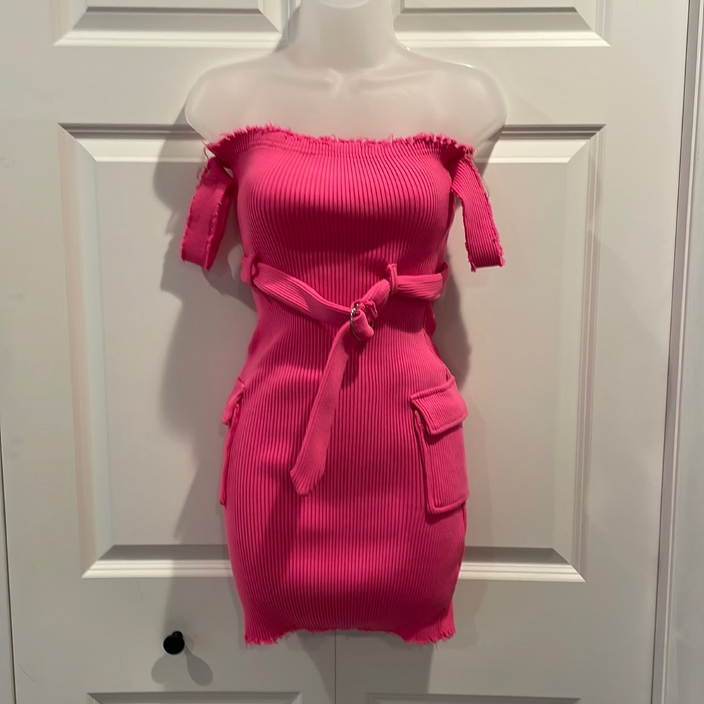 Dollskill Pink Mini off the shoulder dress